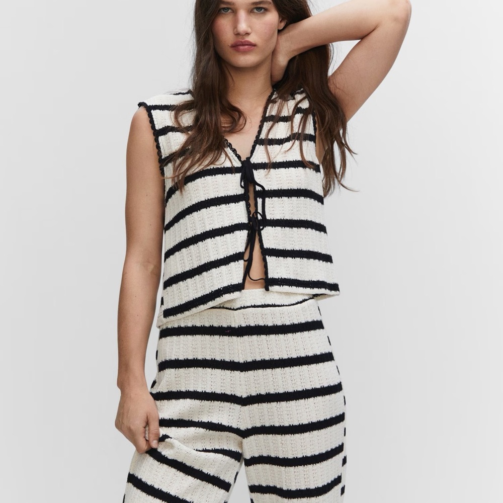 Mango Black and White stripe crochet top - Picture 8 of 9